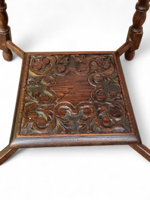 ANTIQUE EDWARDIAN HANDMADE CARVED OCCASIONAL TABLE - ADDITIONAL PHOTO 5