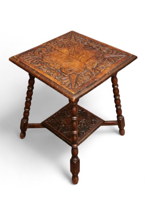 ANTIQUE EDWARDIAN HANDMADE CARVED OCCASIONAL TABLE - ADDITIONAL PHOTO 7
