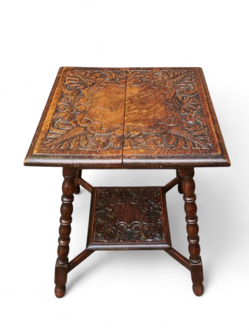 ANTIQUE EDWARDIAN HANDMADE CARVED OCCASIONAL TABLE - ADDITIONAL PHOTO 8