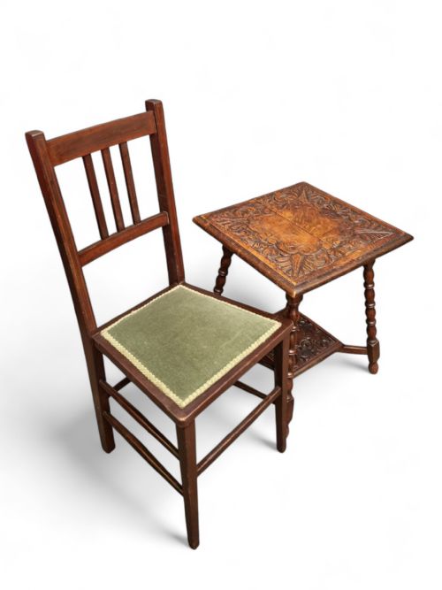 ANTIQUE EDWARDIAN HANDMADE CARVED OCCASIONAL TABLE - ADDITIONAL PHOTO 9