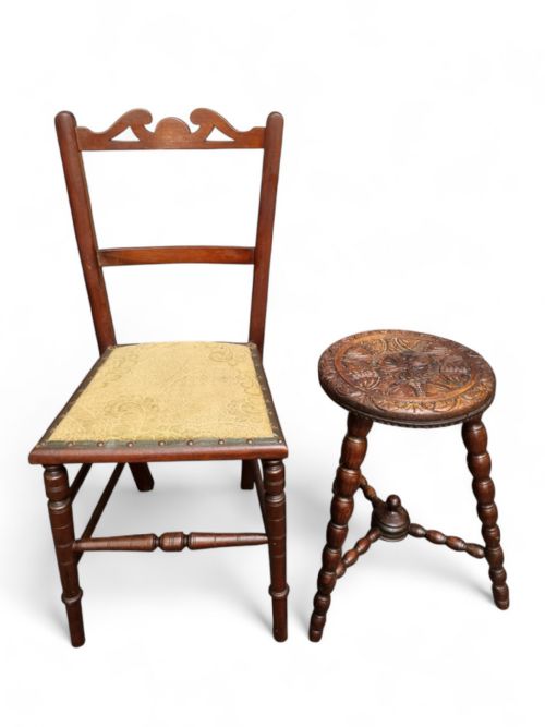 ANTIQUE VICTORIAN MAHOGANY BEDROOM CHAIR C1870 - ADDITIONAL PHOTO 7