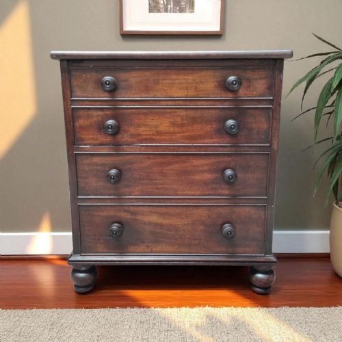 ANTIQUE VICTORIAN MAHOGANY COMMODE FAUX DRAWERS C1860 - ADDITIONAL PHOTO 1