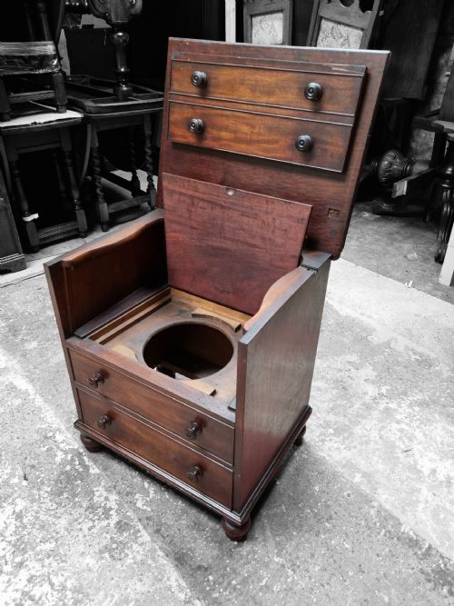 ANTIQUE VICTORIAN MAHOGANY COMMODE FAUX DRAWERS C1860 - ADDITIONAL PHOTO 2