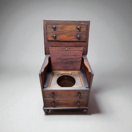 ANTIQUE VICTORIAN MAHOGANY COMMODE FAUX DRAWERS C1860 - ADDITIONAL PHOTO 3