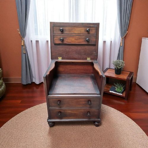 ANTIQUE VICTORIAN MAHOGANY COMMODE FAUX DRAWERS C1860 - ADDITIONAL PHOTO 4