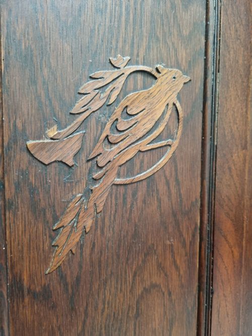ANTIQUE EDWARDIAN OAK WARDROBE MIRROR DOOR - ADDITIONAL PHOTO 4