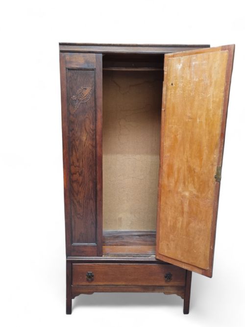 ANTIQUE EDWARDIAN OAK WARDROBE MIRROR DOOR - ADDITIONAL PHOTO 6