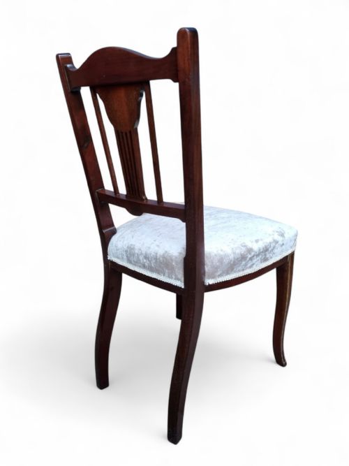 ANTIQUE VICTORIAN INLAID MAHOGANY DINING CHAIRS SET OF 3 - ADDITIONAL PHOTO 2