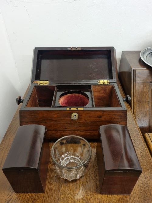 ANTIQUE VICTORIAN MAHOGANY TEA CADDY SARCOPHAGUS FORM C1880 - ADDITIONAL PHOTO 5