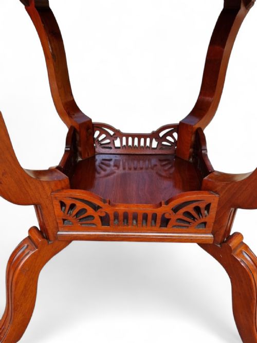 ANTIQUE EDWARDIAN WALNUT WINDOW TABLE OCTAGONAL TOP - ADDITIONAL PHOTO 3