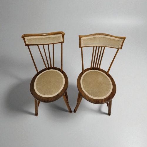 ANTIQUE PAIR OF BEDROOM CHAIRS SPINDLE BACK PENNY SEAT - ADDITIONAL PHOTO 5