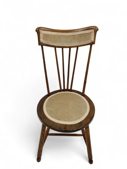 ANTIQUE PAIR OF BEDROOM CHAIRS SPINDLE BACK PENNY SEAT - ADDITIONAL PHOTO 9