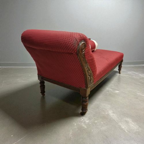 ANTIQUE EDWARDIAN CHAISE LONGUE SOLID OAK FRAME C1910 - ADDITIONAL PHOTO 2