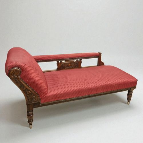 ANTIQUE EDWARDIAN CHAISE LONGUE SOLID OAK FRAME C1910 - ADDITIONAL PHOTO 3