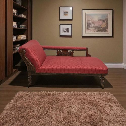 ANTIQUE EDWARDIAN CHAISE LONGUE SOLID OAK FRAME C1910 - ADDITIONAL PHOTO 6