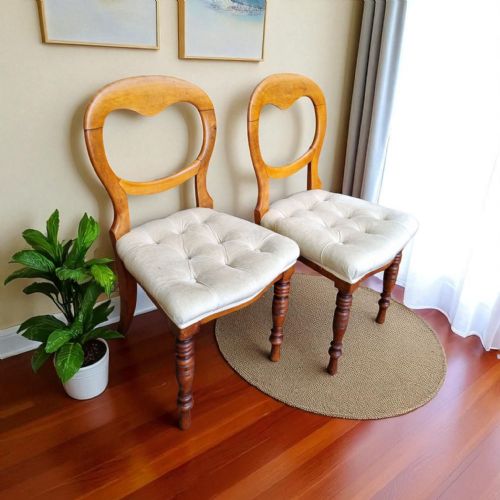 ANTIQUE VICTORIAN MAHOGANY BALLOON BACK DINING CHAIRS SET OF 2 - ADDITIONAL PHOTO 1