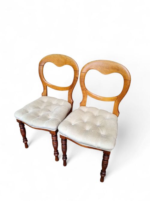 ANTIQUE VICTORIAN MAHOGANY BALLOON BACK DINING CHAIRS SET OF 2 - ADDITIONAL PHOTO 2