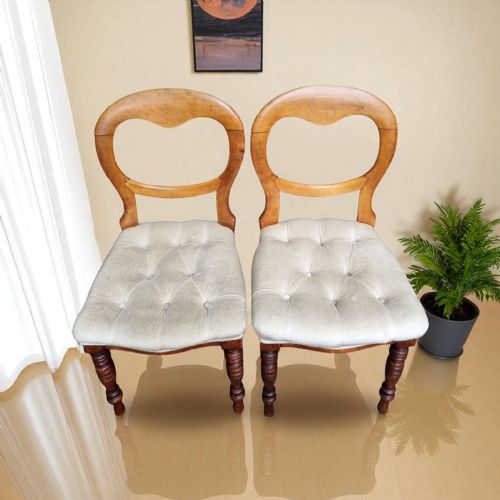 ANTIQUE VICTORIAN MAHOGANY BALLOON BACK DINING CHAIRS SET OF 2 - ADDITIONAL PHOTO 3