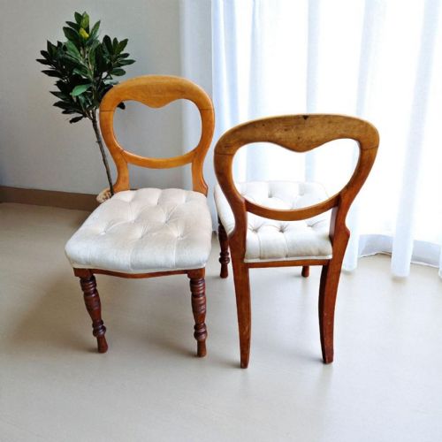 ANTIQUE VICTORIAN MAHOGANY BALLOON BACK DINING CHAIRS SET OF 2 - ADDITIONAL PHOTO 8