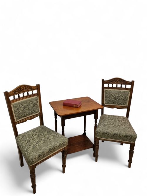 antique edwardian bedroom chairs set of 2 new upholstery - CATEGORY: ANTIQUE CHAIRS - DATED EDWARDIAN