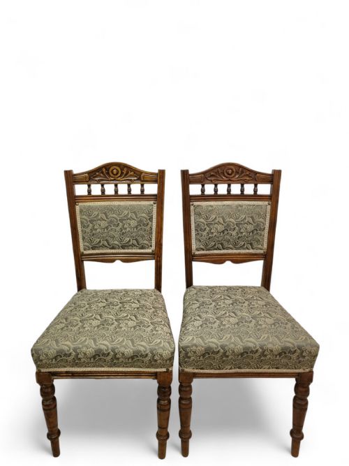 ANTIQUE EDWARDIAN BEDROOM CHAIRS SET OF 2 NEW UPHOLSTERY - ADDITIONAL PHOTO 1