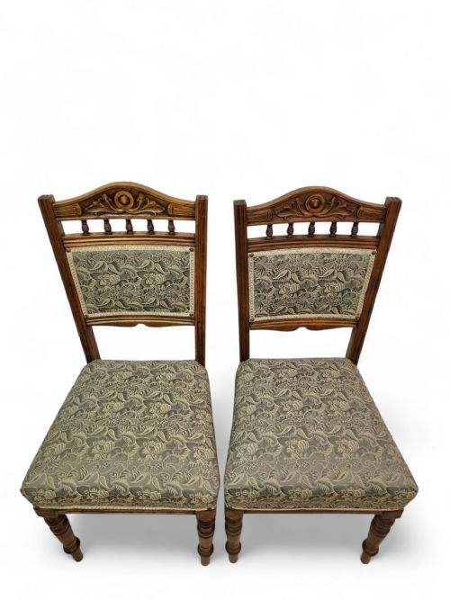 ANTIQUE EDWARDIAN BEDROOM CHAIRS SET OF 2 NEW UPHOLSTERY - ADDITIONAL PHOTO 2