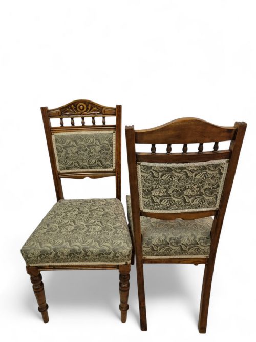 ANTIQUE EDWARDIAN BEDROOM CHAIRS SET OF 2 NEW UPHOLSTERY - ADDITIONAL PHOTO 3
