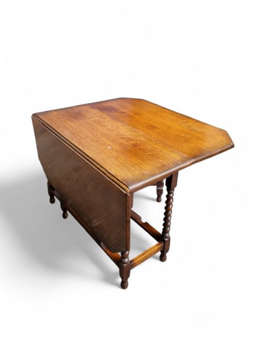 ANTIQUE ENGLISH OAK DROP LEAF TABLE BARLEY TWIST LEGS C1880 - ADDITIONAL PHOTO 2