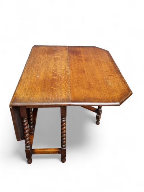 ANTIQUE ENGLISH OAK DROP LEAF TABLE BARLEY TWIST LEGS C1880 - ADDITIONAL PHOTO 3