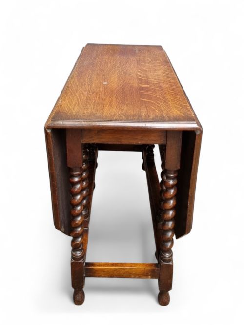 ANTIQUE ENGLISH OAK DROP LEAF TABLE BARLEY TWIST LEGS C1880 - ADDITIONAL PHOTO 4