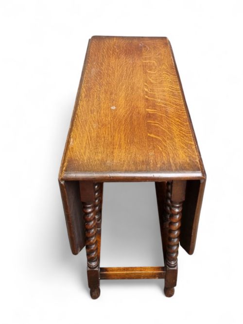 ANTIQUE ENGLISH OAK DROP LEAF TABLE BARLEY TWIST LEGS C1880 - ADDITIONAL PHOTO 5