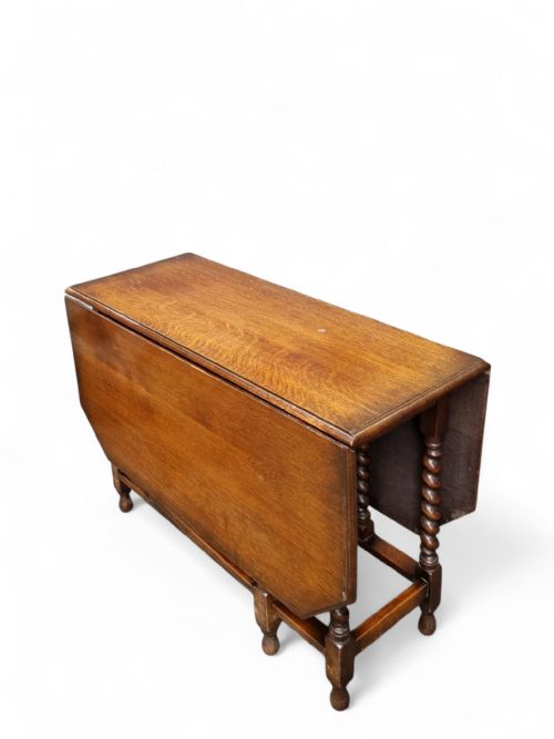 ANTIQUE ENGLISH OAK DROP LEAF TABLE BARLEY TWIST LEGS C1880 - ADDITIONAL PHOTO 7