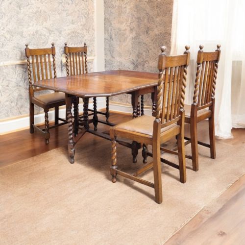 ANTIQUE ENGLISH OAK DROP LEAF TABLE BARLEY TWIST LEGS C1880 - ADDITIONAL PHOTO 8
