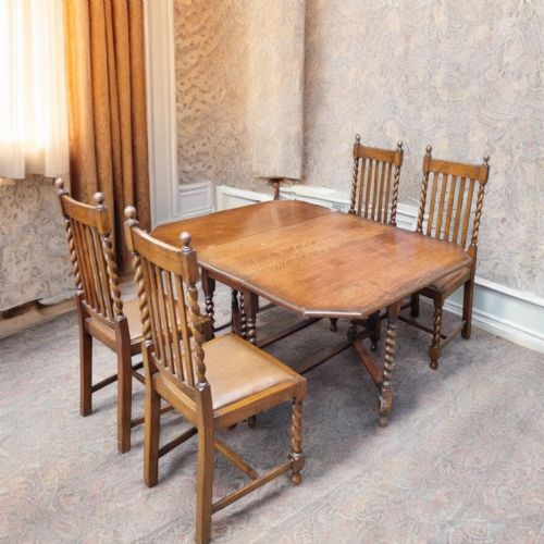 ANTIQUE ENGLISH OAK DROP LEAF TABLE BARLEY TWIST LEGS C1880 - ADDITIONAL PHOTO 10