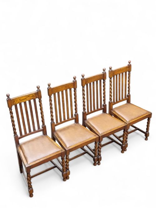 ANTIQUE OAK DINING CHAIRS SET OF 4 LATE 19TH CENTURY - ADDITIONAL PHOTO 2