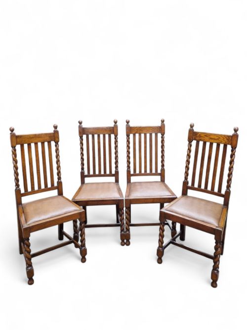 ANTIQUE OAK DINING CHAIRS SET OF 4 LATE 19TH CENTURY - ADDITIONAL PHOTO 3