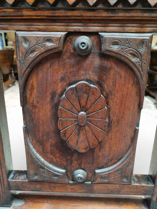 ANTIQUE MAHOGANY HALL CHAIR 19TH CENTURY HIGHLY CARVED - ADDITIONAL PHOTO 2