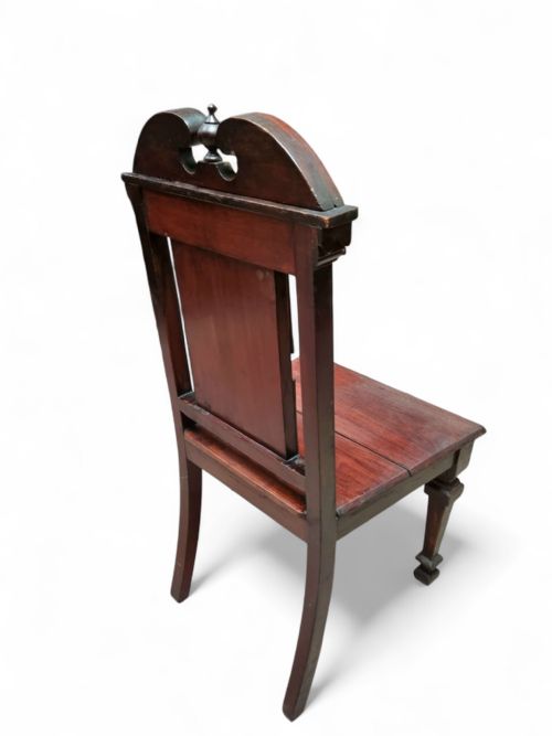 ANTIQUE MAHOGANY HALL CHAIR 19TH CENTURY HIGHLY CARVED - ADDITIONAL PHOTO 6
