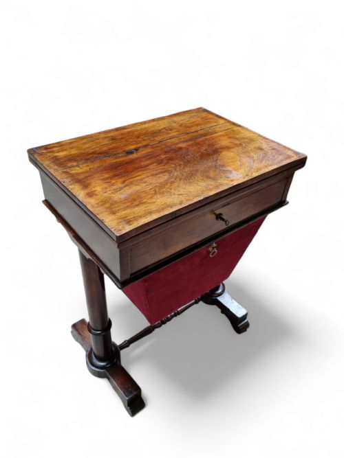 ANTIQUE VICTORIAN ROSEWOOD WORK TABLE SEWING TABLE MID19TH CENTURY - ADDITIONAL PHOTO 4