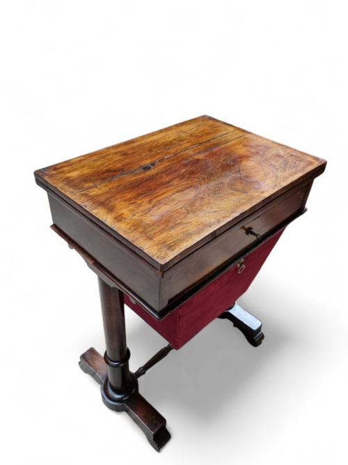 ANTIQUE VICTORIAN ROSEWOOD WORK TABLE SEWING TABLE MID19TH CENTURY - ADDITIONAL PHOTO 5
