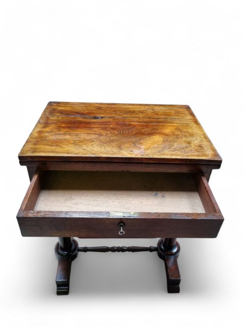 ANTIQUE VICTORIAN ROSEWOOD WORK TABLE SEWING TABLE MID19TH CENTURY - ADDITIONAL PHOTO 6