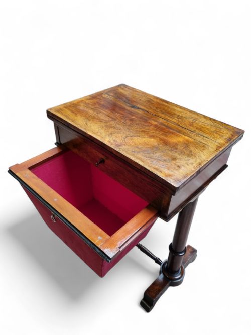 ANTIQUE VICTORIAN ROSEWOOD WORK TABLE SEWING TABLE MID19TH CENTURY - ADDITIONAL PHOTO 7