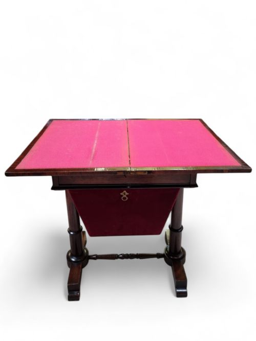 ANTIQUE VICTORIAN ROSEWOOD WORK TABLE SEWING TABLE MID19TH CENTURY - ADDITIONAL PHOTO 10