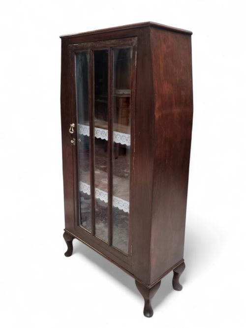 ANTIQUE EDWARDIAN FLOOR BOOKCASE DISPLAY CABINET WITH GLAZED DOOR 1910S - ADDITIONAL PHOTO 2