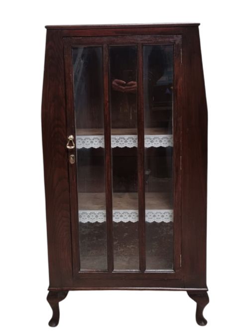 ANTIQUE EDWARDIAN FLOOR BOOKCASE DISPLAY CABINET WITH GLAZED DOOR 1910S - ADDITIONAL PHOTO 3