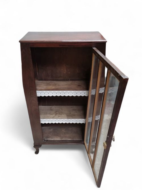 ANTIQUE EDWARDIAN FLOOR BOOKCASE DISPLAY CABINET WITH GLAZED DOOR 1910S - ADDITIONAL PHOTO 5