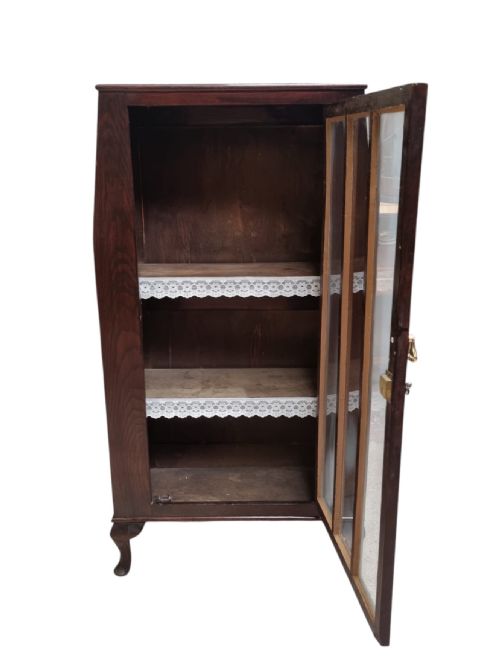 ANTIQUE EDWARDIAN FLOOR BOOKCASE DISPLAY CABINET WITH GLAZED DOOR 1910S - ADDITIONAL PHOTO 7