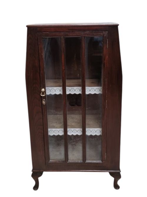 ANTIQUE EDWARDIAN FLOOR BOOKCASE DISPLAY CABINET WITH GLAZED DOOR 1910S - ADDITIONAL PHOTO 9