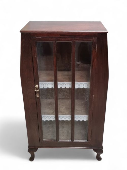 ANTIQUE EDWARDIAN FLOOR BOOKCASE DISPLAY CABINET WITH GLAZED DOOR 1910S - ADDITIONAL PHOTO 10
