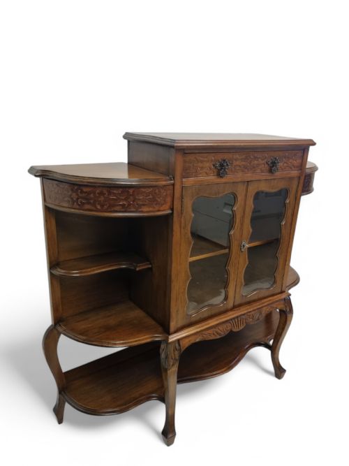 ANTIQUE VICTORIAN MAHOGANY DRINK CABINET GLAZED BOOKCASE LATE 19TH CENTURY - ADDITIONAL PHOTO 5